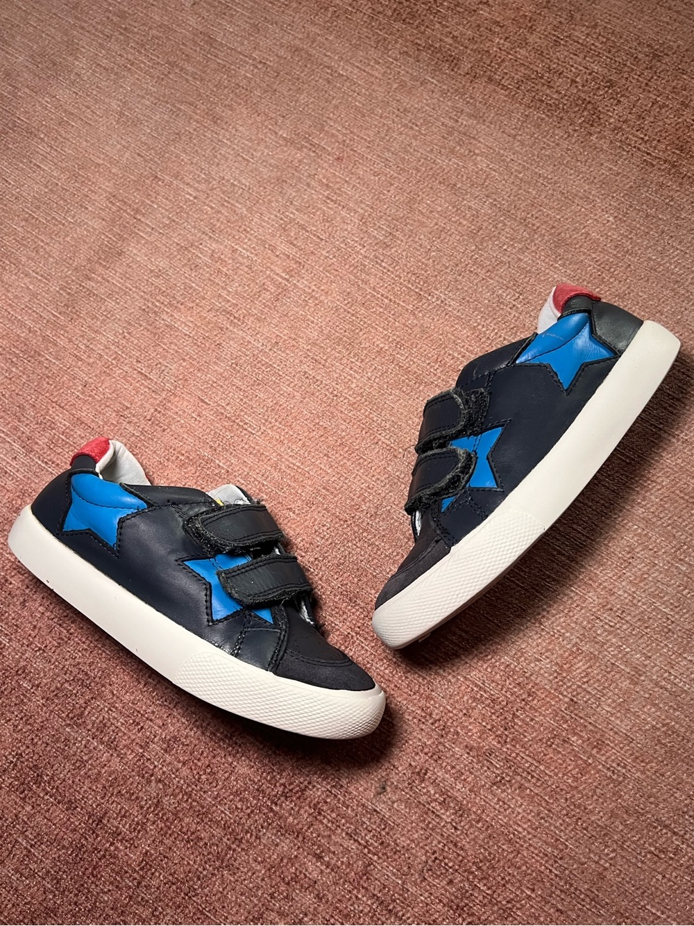 Mini Boden Navy Sneakers with Bright Blue Stars and Red Heel Tab EU 28 US 10.5